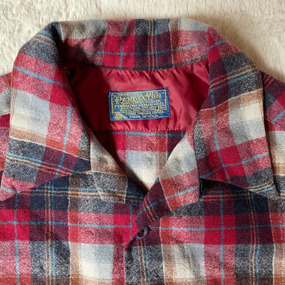 Vintage Wool Pendelton Mens Button Down Plaid Long Sleeve Shirt with Pockets - Picture 2 of 6